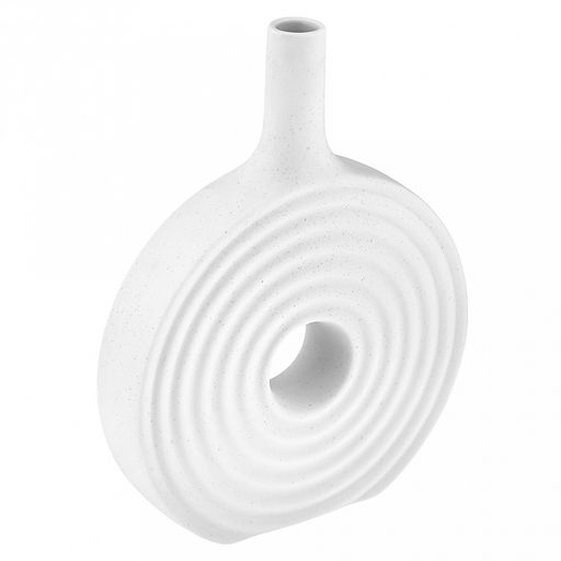 Ваза керамическая "Родос" 0,9л, 20х5,5х26,5см, д/горла - 2,5см, матовая, фактурная глазурь, цвет - белый в крапинку, в коробке (Китай)