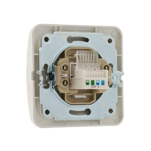 Розетка телефонная Luazon Lighting «Орион», скрытая, IP20, одноместная, серебристая