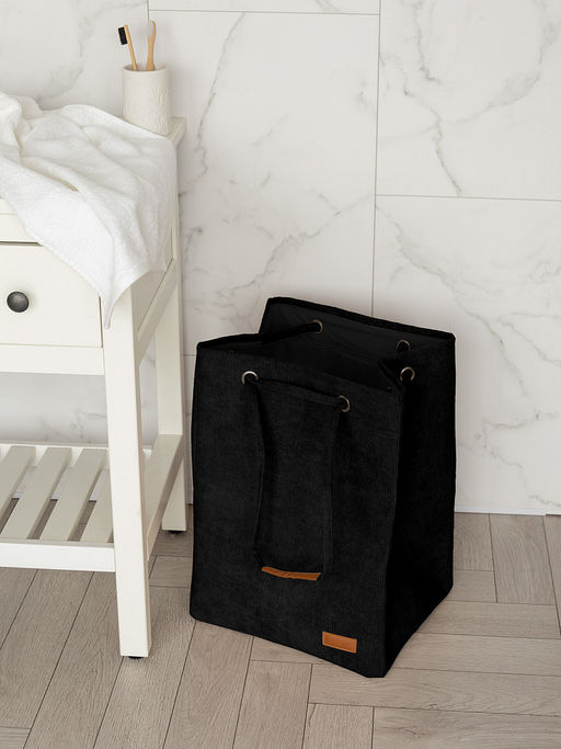 Корзина для белья 35x30x50 черный вельвет