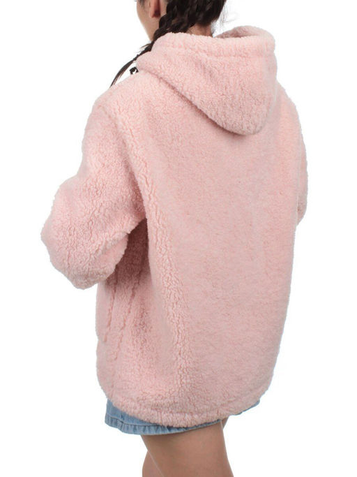 1003 PINK Куртка плюшевая демисезонная (65% хлопок, 35% полиэстер) оверсайз 44-54