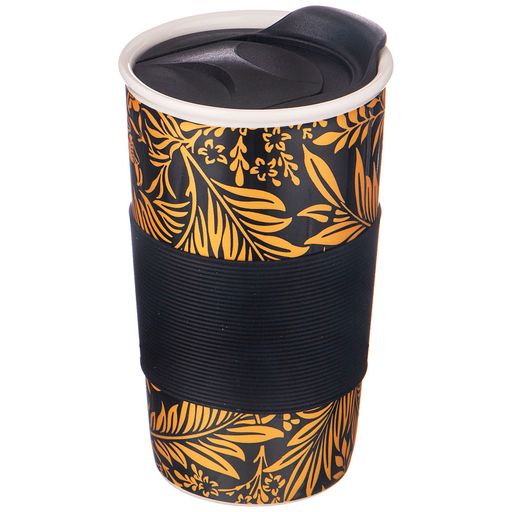 КРУЖКА LEFARD КОФЕМАНИЯ С ПЛАСТ. КРЫШКОЙ И С СИЛ ОБОДКОМ, 450МЛ  фото 2