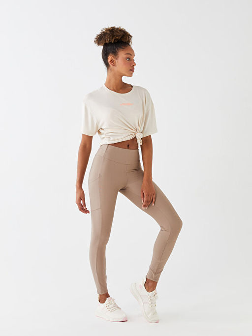 Beli Lastikli D?z ?nterlok Kad?n Spor Tayt