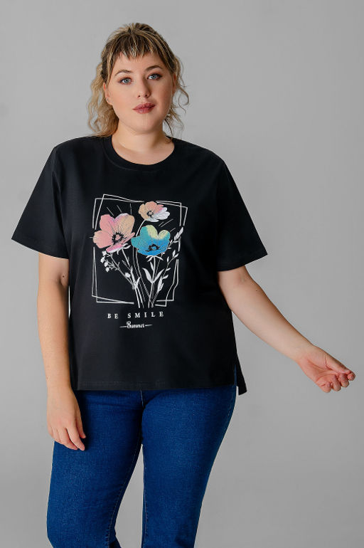 Арт. 31170 Футболка женская 50-60 (6 шт) Цвет:черный