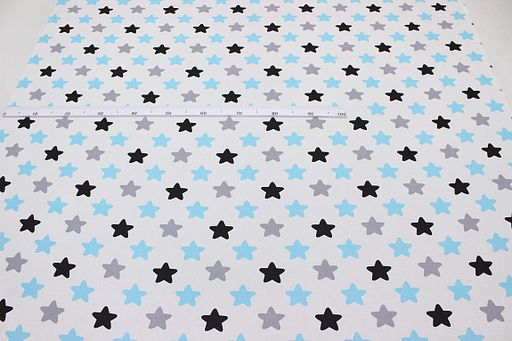 Поплин Пряничные звезды черно-серо-бирюзовые , СОРТ2, ш.1.5м, хлопок-100%, 115гр/м.кв - Купава фото 2