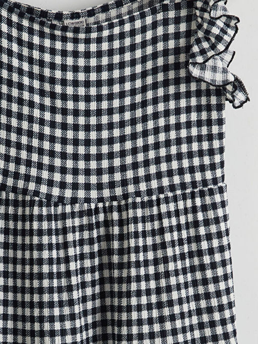 Kare Yaka Ekose K?z ?ocuk Elbise