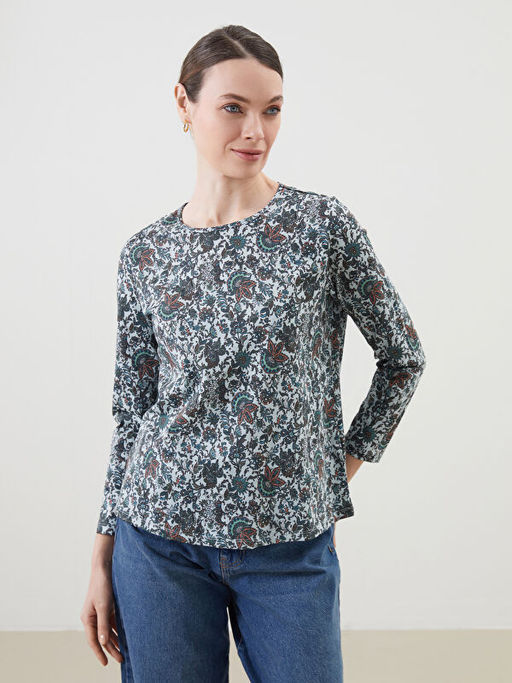 Bisiklet Yaka Desenli Kad?n Bluz