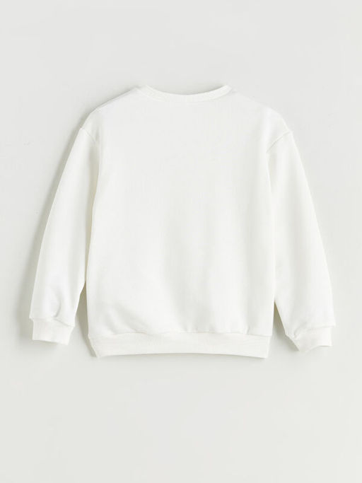 Bisiklet Yaka Bask?l? Erkek ?ocuk Sweatshirt
