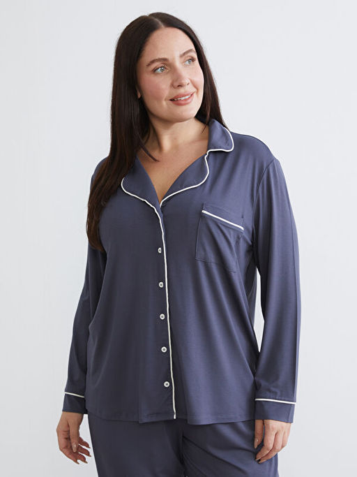 B?y?k Beden G?mlek Yaka Kad?n Pijama Tak?m?