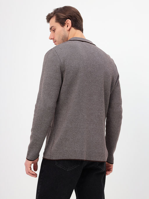 Кардиган мужской GREG G136-KF-жаккард (серый/корич.)