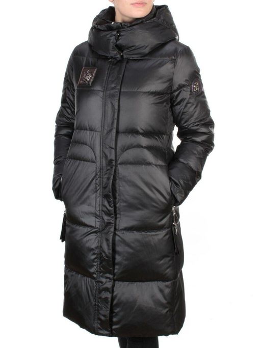 9110 BLACK Пальто зимнее женское FLOWERROVE (200 гр. холлофайбера) - Fashion фото 3