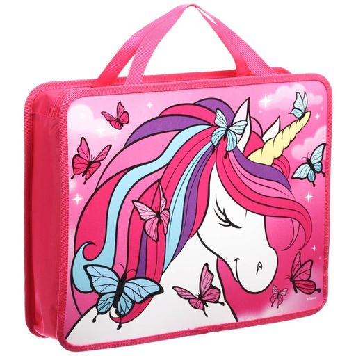 Папка пластиковая с ручками А4, на молнии, 7.5×33×26 см, «Минни Маус и единорог»