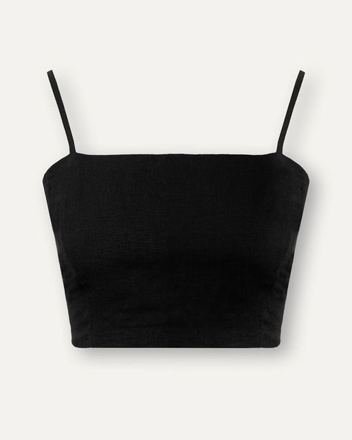 Укороченная блузка-топ из смесовой льняной ткани - Incity фото 6