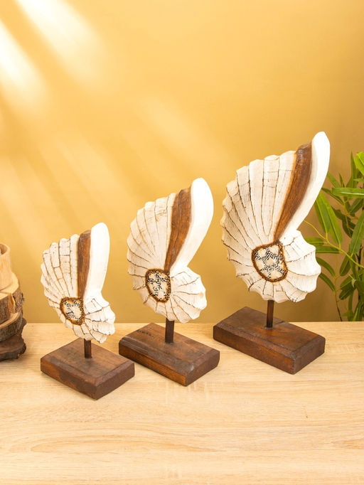 Набор сувенирный «Раковины», h=35 см, h=30 см, h=25 см, дерево, бежевый