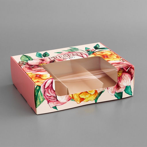 Цена за 5 шт. Коробка складная, под 3 эклера Подарок для тебя, 20?15?6 см