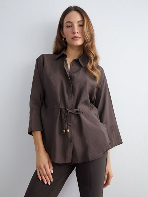 Oversize Modal Kar???ml? Kad?n G?mlek