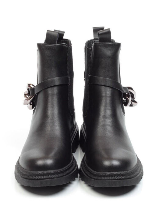 01-5267-1 BLACK Ботинки демисезонные (натуральная кожа, байка)