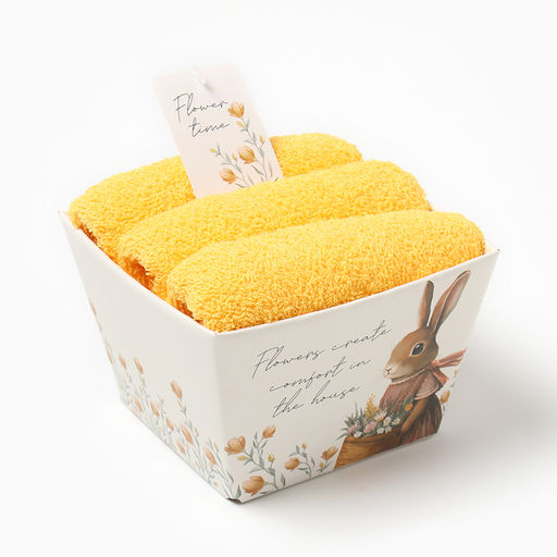 Набор полотенец Этель Кролик с цветами 35х50 см - 3 шт, 100% хл, махра 340 г/м2  фото 6