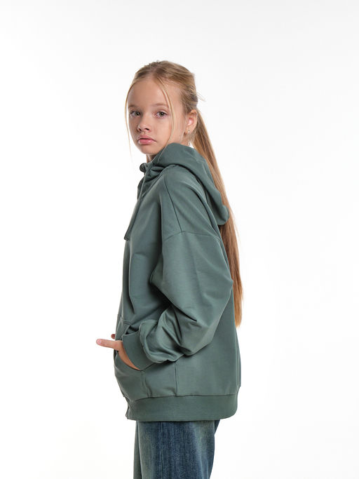 Толстовка на молнии с капюшоном 22-7653 хаки - Mini maxi фото 5