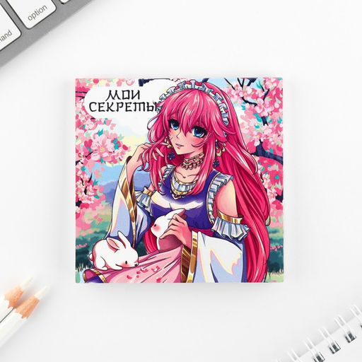 Цена за 2 шт. Подарочный набор блокнот-раскраска и восковые мелки «Аниме»