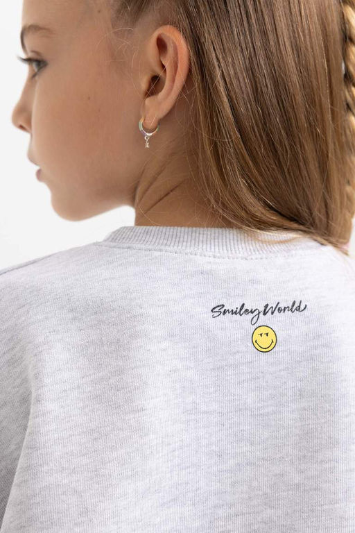 Толстовка SmileyWorld Relax Fit для девочек с круглым вырезом - Defacto фото 5