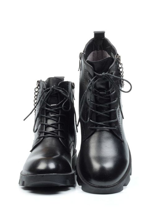 01-CYL94-D1 BLACK Ботинки демисезонные женские (натуральная кожа, байка)