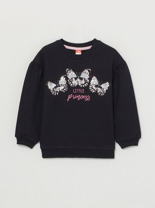 CRB wear/CWKG 62882-22-290 Джемпер модель свитшот для девочки, черный/Ex.Cherubino