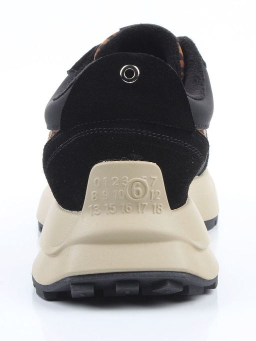 04-PCML24-1 BLACK/LEOPARD Кроссовки демисезонные женские (натуральная замша, натуральная кожа, байка)