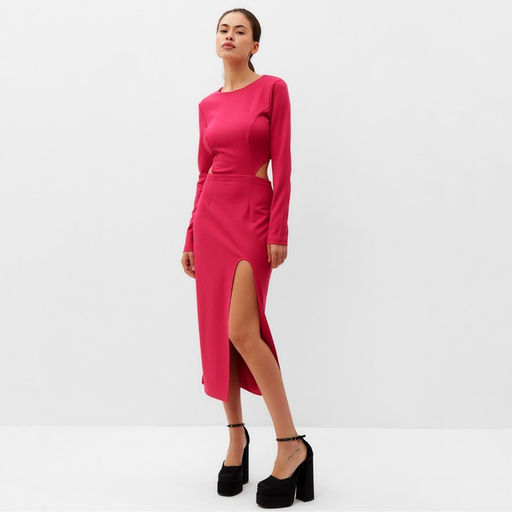 Платье женское миди MIST с разрезами на талии, розовое, размер 48