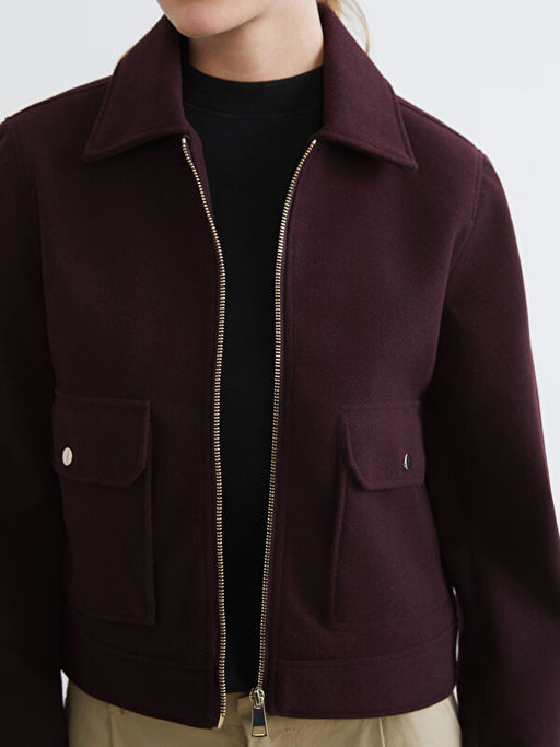 G?mlek Yaka Kad?n Ka?e Ceket