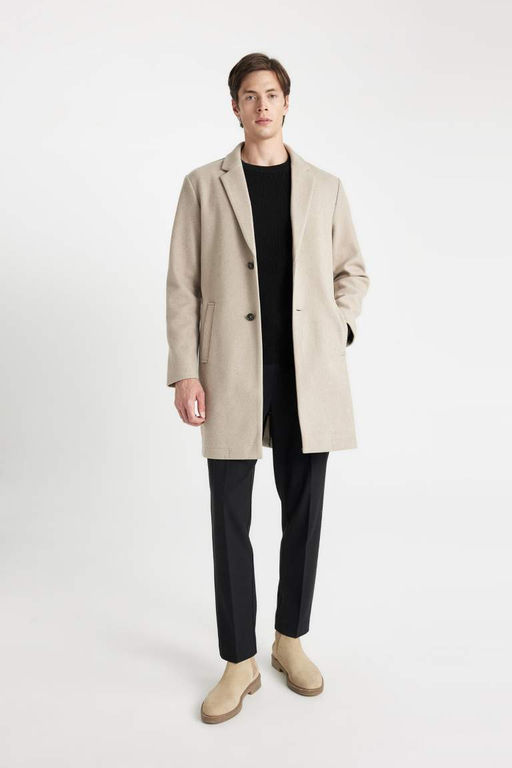 Erkek Vizon Relax Fit Ceket Yaka Dugmeli Cepli Kase Kaban Parka - Defacto фото 3