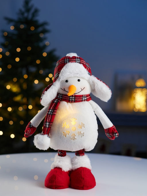 Фигура текстиль «Снеговик» 40-60 см, телескопические ножки, 1 LED, от батареек LR1130×3, свечение тёплое белое