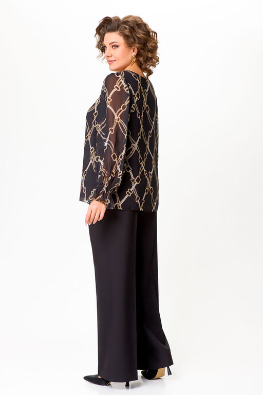 Блуза Swallow 803.2 черный+серебряный узор фото 756