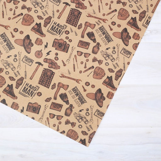 Цена за 10 шт. Бумага упаковочная крафтовая Настоящему мужчине, 50?70 см