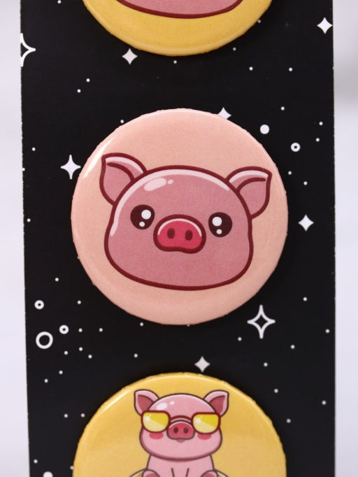 Набор значков 3 шт. iLikeGift Cool pig with glasses