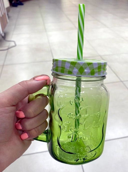 Кружка стекло, 450 мл, с крышкой и трубочкой (зелёный) SDFG0114-3 (298249) - Daniks фото 5