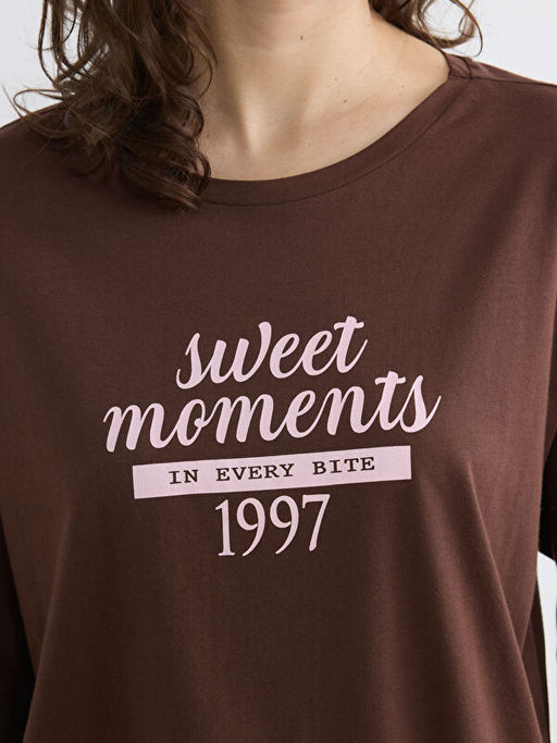 Bisiklet Yaka Bask?l? Kad?n Pijama Tak?m?