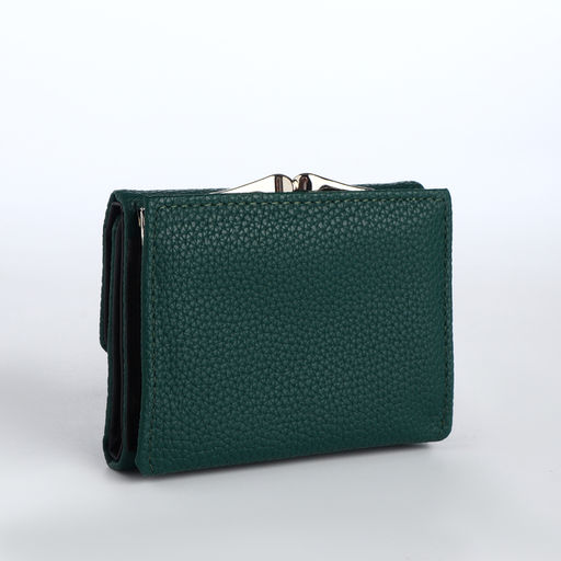Кошелёк женский на кнопке 10.5×3.5×8.5 см, тёмно-зелёный