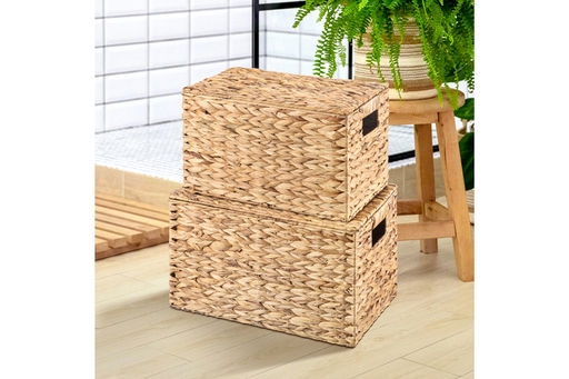 Набор 2 плетеных корзин 45*30,5*27,5 см, 40,5*25*25,5 см, с крышками, водный гиацинт