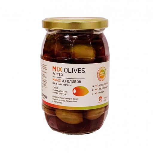 Микс из оливок (L) без косточки в рассоле, Греция, ст.банка, 350г - Evros фото 5