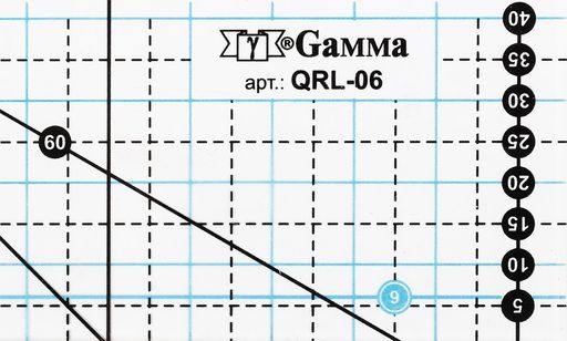 Gamma QRL-06 Линейка для пэчворка 15 см х 5 см в пакете с еврослотом пластик