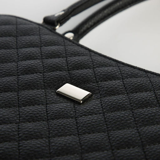 Сумка женская тоут на молнии, 31×10×20 см, однотонная, со стёжкой, чёрная