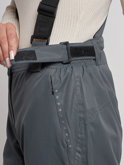 Полукомбинезон утепленный женский зимний горнолыжный серого цвета 7607Sr - Colannia фото 6