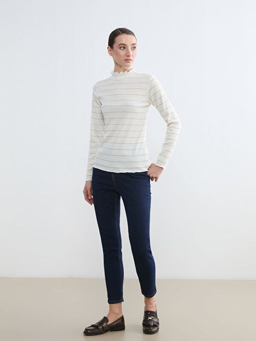 F?rf?rl? Dik Yaka ?izgili Kad?n Body