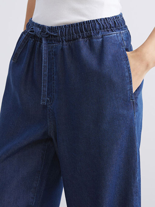 Beli Lastikli Wideleg Kad?n Jean Pantolon