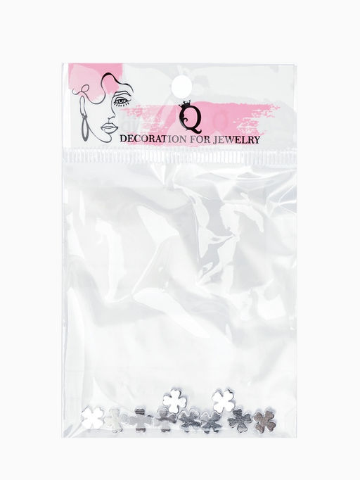 Цена за 2 шт. Бусина-разделитель родир. «Клевер», 7×7мм, d(вн.)=2мм, (набор 10 штук), медь, цвет серебро