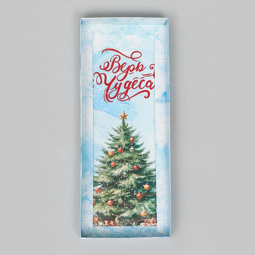 Цена за 3 шт. Коробка с прозрачной крышкой под рулет новогодняя «Верь в Чудеса», 30×12×12