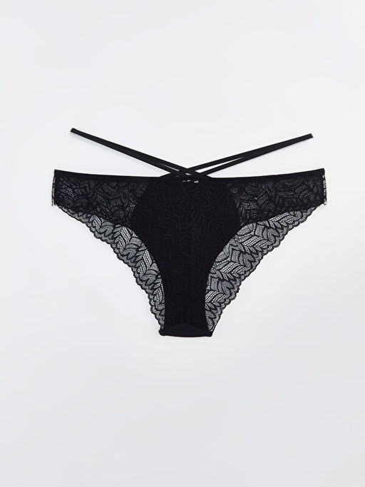 Dantel Detayl? Saten Fantezi Bikini K?lot