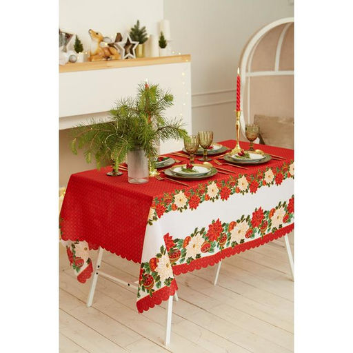 Скатерть новогодняя Доляна Процветания в Новом году 145*180 см, 100% п/э  фото 3