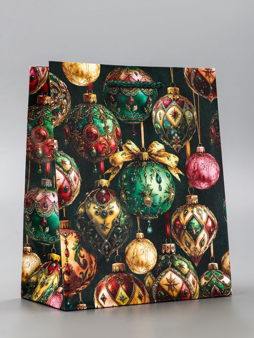 Цена за 2 шт. Пакет подарочный новогодний ламинированный, «Игрушки Новогодние», 18×10×22.3 см