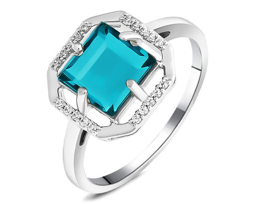 Кольцо, аквамарин выращ., Розали